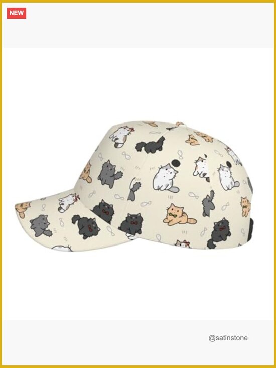 Cat Baseball Snapback Hat Adjustable Unisex Cap